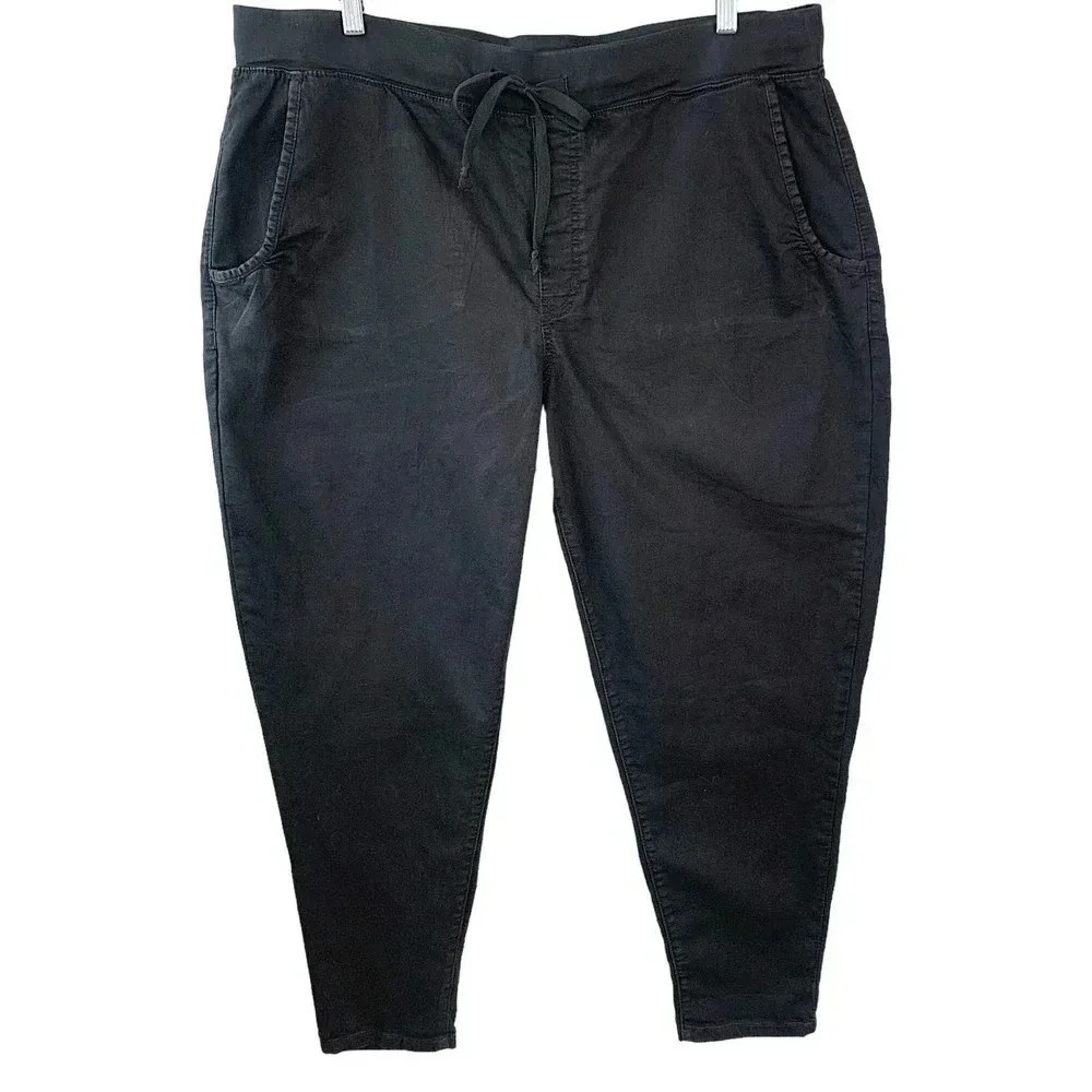 Royalty For Me Elastic Waist Drawstring Pull On Pants Size 3X Black Stretchy